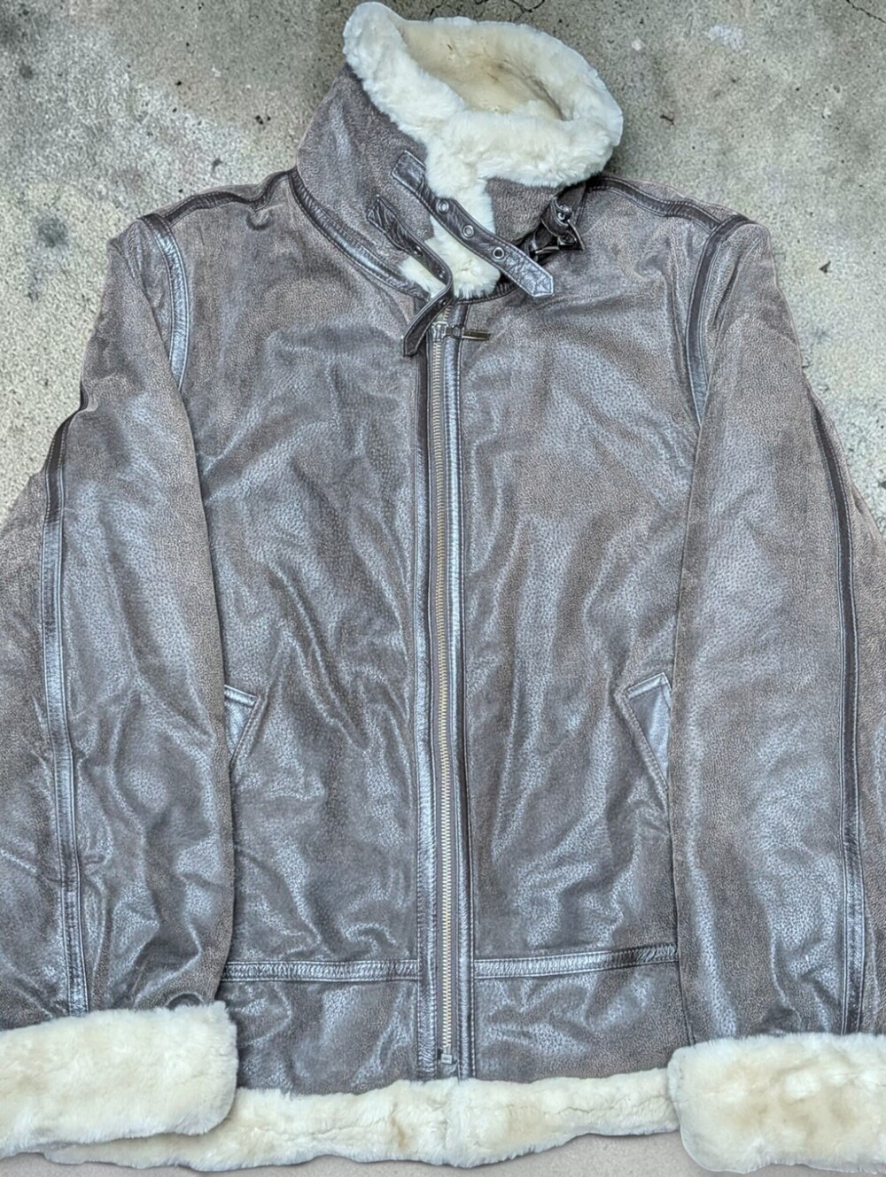 Vintage St Johns Bay Jacket Mens M Brown Leather Aviator B3 Bomber Sherpa Pilot